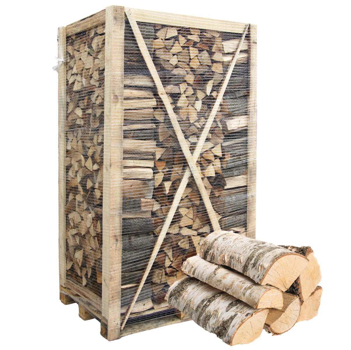 Brennholz Birke auf Palette – 1 Palette mit 1,8 RM